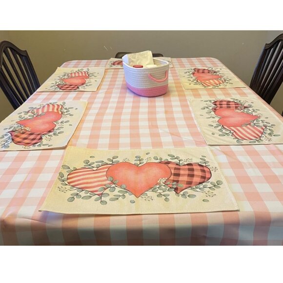Farmhouse Table Placemats Valentines Day Decorations Cottage Wedding Heart Decor - Picture 2 of 5